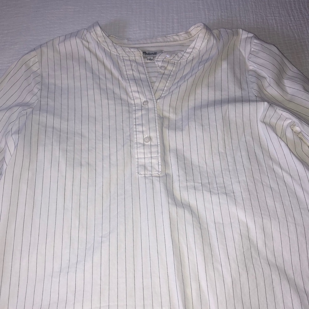 Madewell Pin stripe white quarter button down